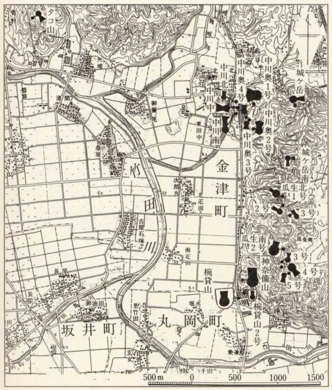 図28 横山・菅野古墳群の主な首長墳の分布