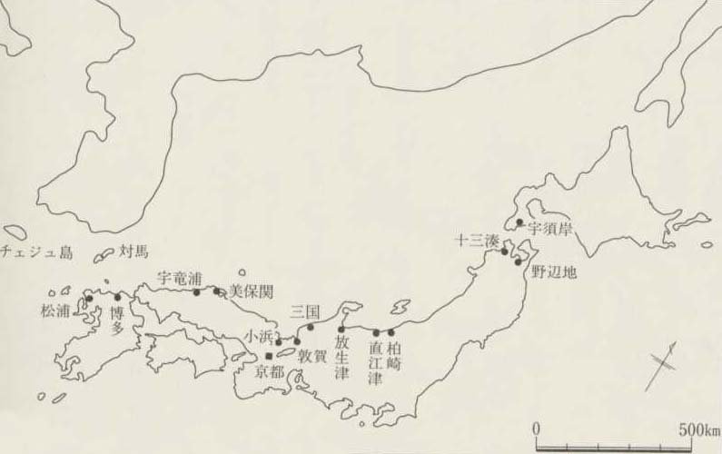 図52　中世日本海沿岸の主な湊・津