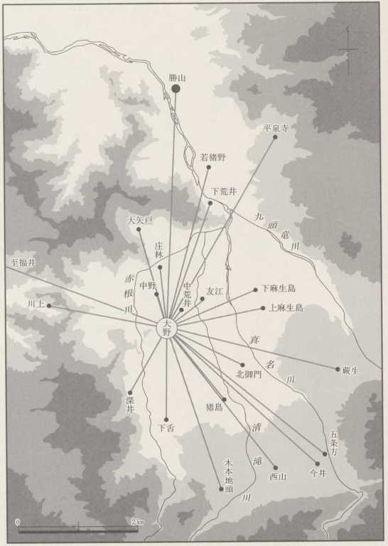 図9　大野町との引越しが6件以上の町村