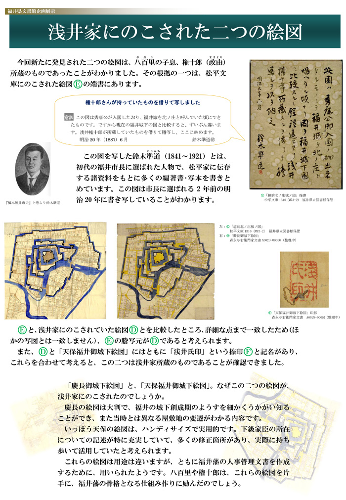 福井県文書館 企画展示13年度 新発見 福井城下絵図のヒミツ 浅井家がのこしたもの