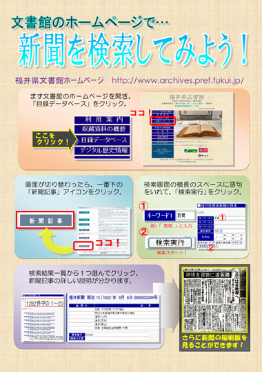 福井県文書館HPの新聞データベースの使い方