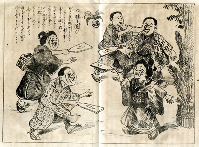 羽子遊び（『団団珍聞』　1894年（明治27）1月13日）