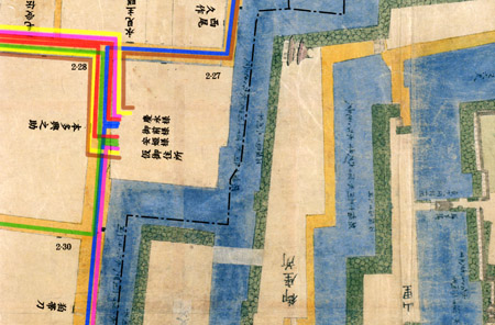 復元福井城下屋敷絵図（春嶽仮御住所の周辺部分）