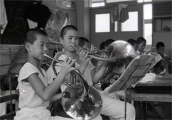 式典音楽吹奏楽部会 合宿（旧織田町）1966年（昭和41）県広報写真62683　福井県文書館蔵