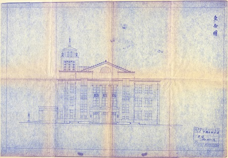 福井市庁舎及公会堂設計図東面図